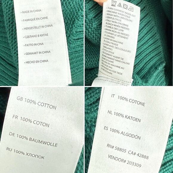 Oak Hill 3XL Green Cotton Shawl Collar Vneck Cable Knit pullover Sweater - Picture 10 of 16